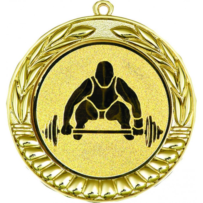 GOLD 70MM WEIGHTLIFTING MEDAL
